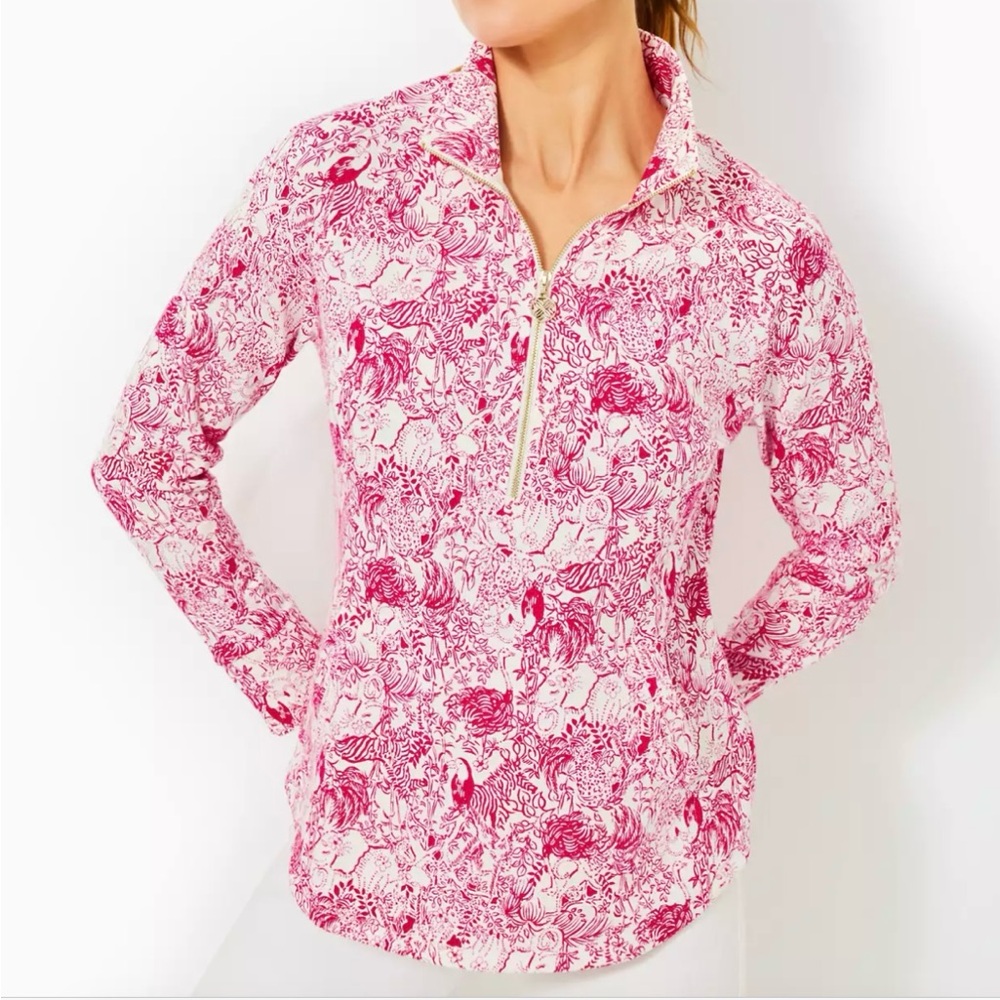 Brand New Lilly Pulitzer UPF 50 Skipper Popover Raspberry Rouge Animal Magnetism